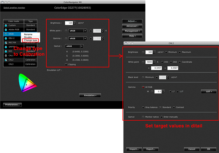 set parameters